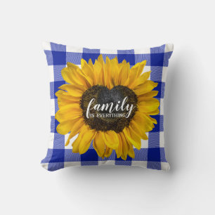 Coussin Tournesol du coeur de la famille sur Buffalo Plaid