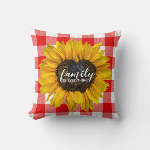 Coussin Tournesol du coeur de la famille sur Buffalo Plaid
