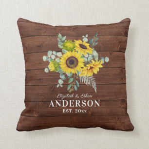 Coussin Tournesol en bois rustique M. Mme Newlyhed