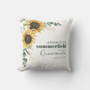 Coussin Tournesol Eucalyptus Anniversaire Quinceanera Flor