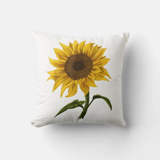 Coussin Tournesol Floral Aquarelle Fleur de Soleil (Recto)