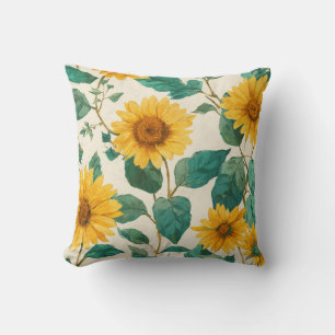 Coussin Tournesol Floral Classique Rustique & Élégant