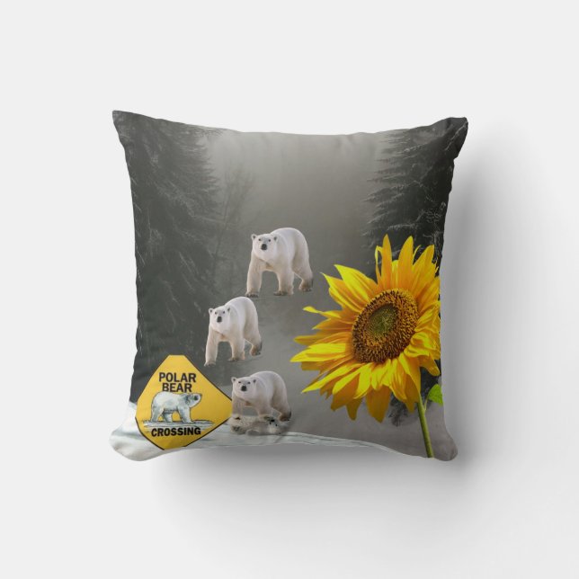 Coussin Tournesol Floral Jeu Ours polaire Coque (Recto)