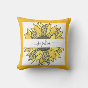 Coussin Tournesol Jaune Floral Rustique