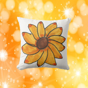 Coussin Tournesol Jaune main tiré