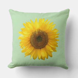 Coussin Tournesol jaune moderne sur Lime Green