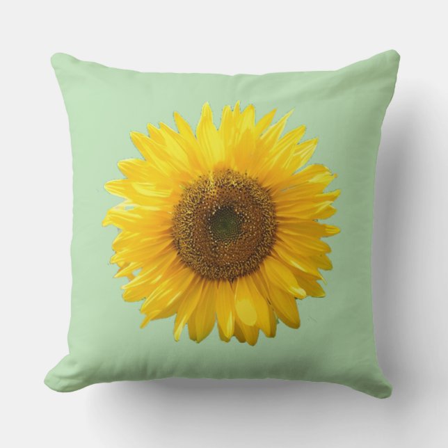Coussin Tournesol jaune moderne sur Lime Green (Recto)