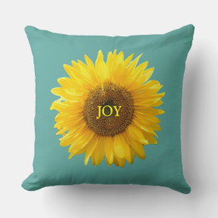 Coussin Tournesol jaune moderne sur sarcelle