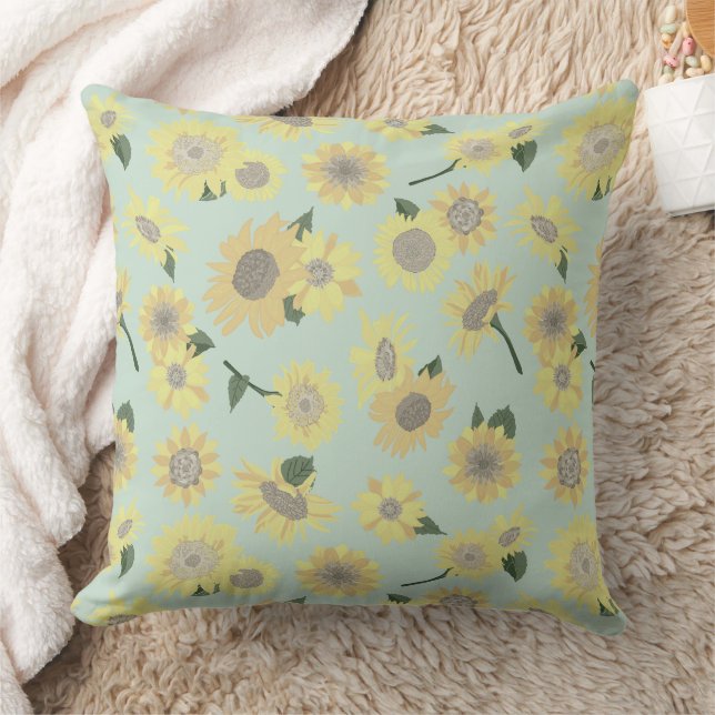 Coussin Tournesol jaune orangé blanc (Couverture)