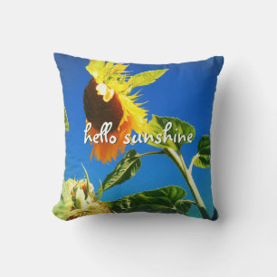 Coussin Tournesol Jaune Photo Hello Sunshine Script Bold