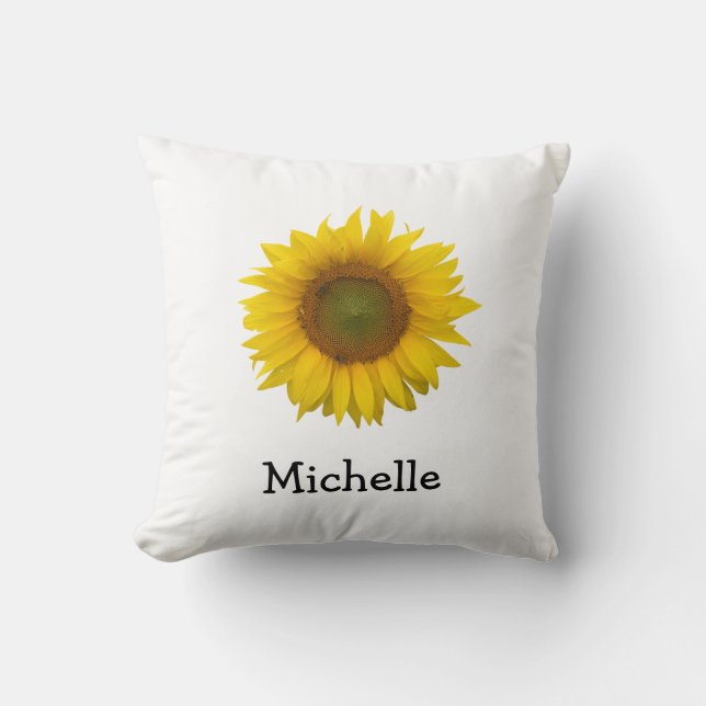 Coussin Tournesol jaune simple personnalisé (Recto)