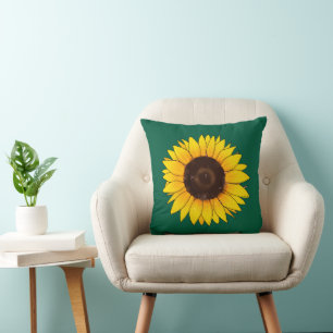 Coussin Tournesol jaune vibrant en fleurs