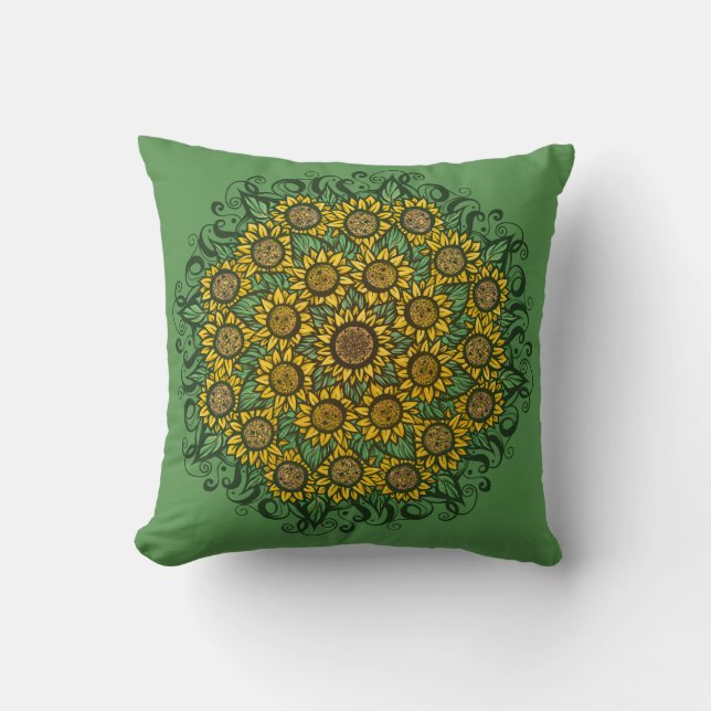 Coussin Tournesol Mandala Nature Lover Tournesols Floral (Recto)