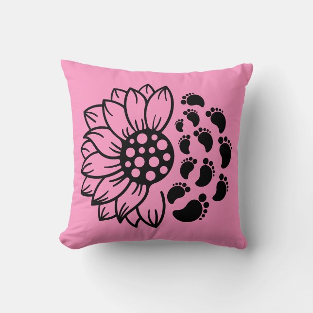 Coussin Tournesol & Pieds de Bébé (Recto)