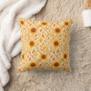 Coussin Tournesol rétro et aquarelle rustique