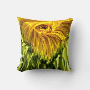 Coussin Tournesol rétro funky abstrait, géométrie effrayan