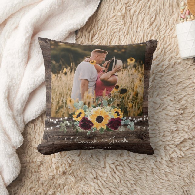 Coussin Tournesol Rustique Mariage Couple photo Fleece Bla (Couverture)