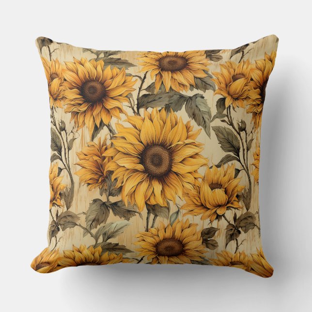 Coussin Tournesol rustique Shabby Chic Fleur Floral (Recto)