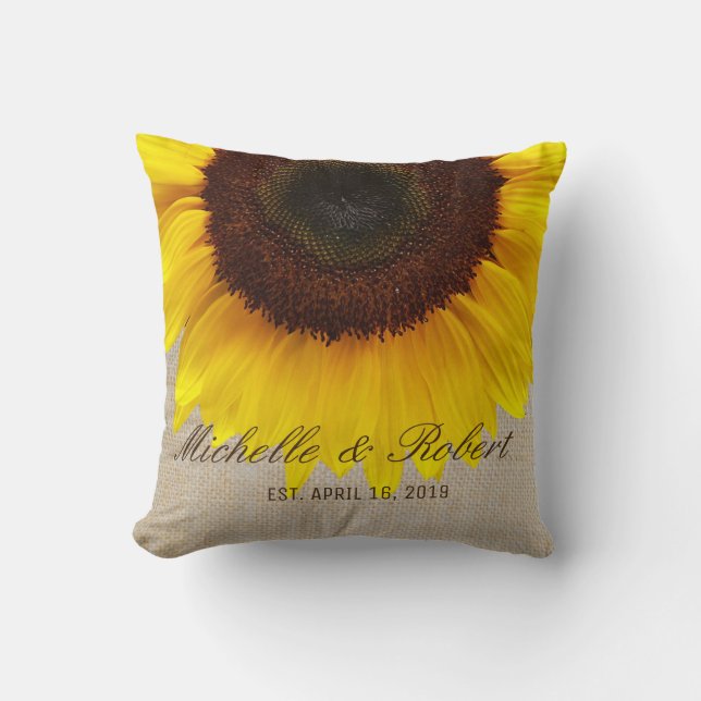 Coussin Tournesol sur Burlap Mariage campagnard russe sur  (Recto)