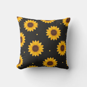 Coussin Tournesol sur fond noir - Ferme moderne de style m