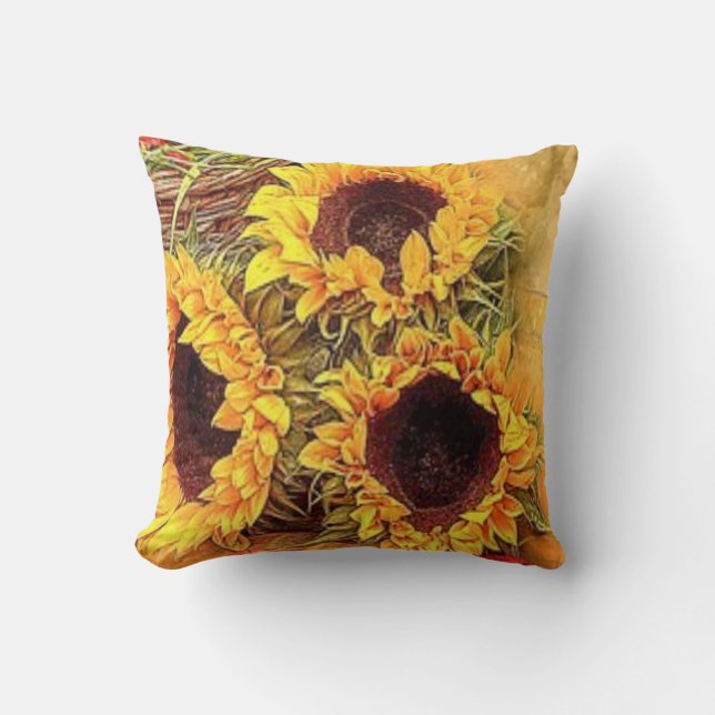 Coussin "Tournesol Trio Autumn Flowers 2" Automne (Recto)