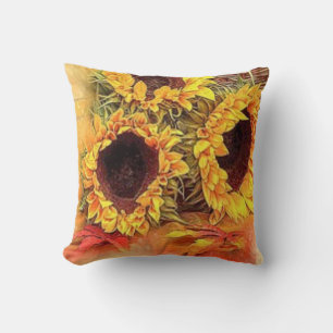 Coussin "Tournesol Trio Fleurs d'automne" Automne