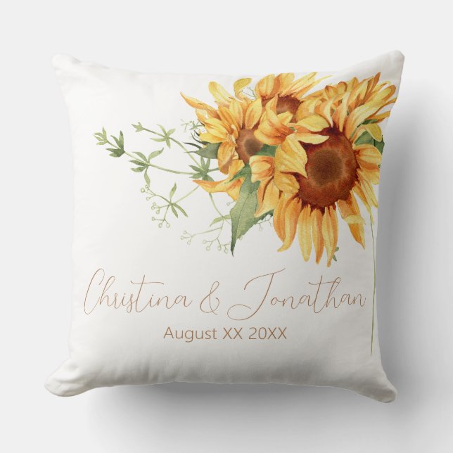 Coussin Tournesols aquarelle romantiques (Recto)