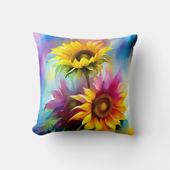 Coussin Tournesols colorés (Recto)