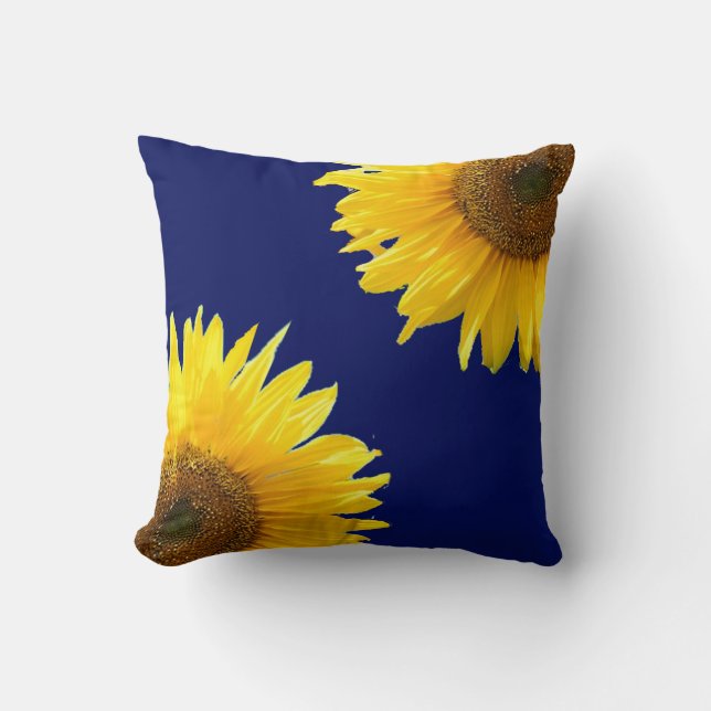 Coussin Tournesols élégants sur fond bleu marine (Recto)