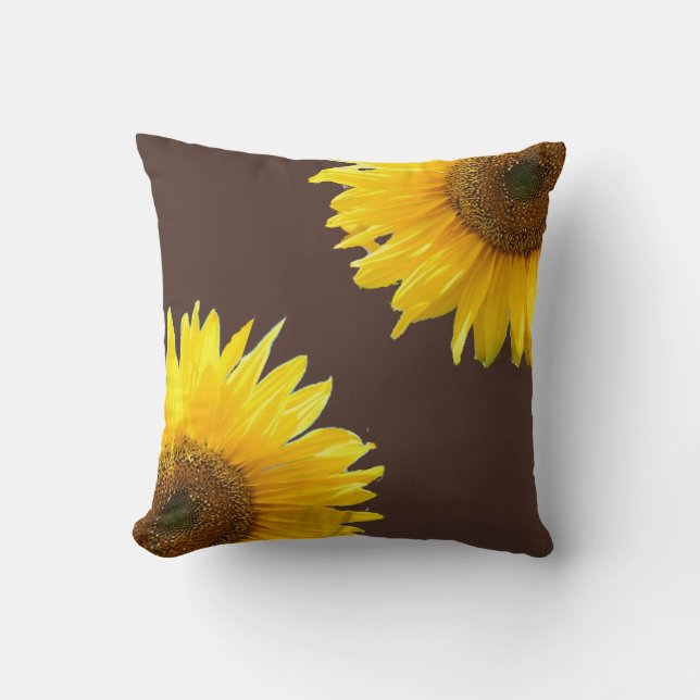 Coussin Tournesols élégants sur marron (Recto)