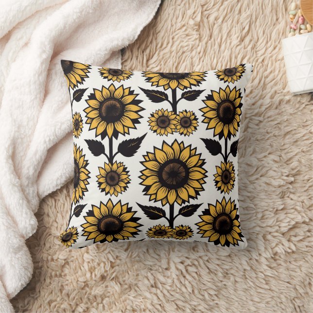 Coussin Tournesols graphiques gras en jaune et noir (Couverture)