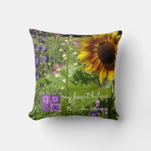 Coussin Tournesols Mon cœur appartient à Grand-mère