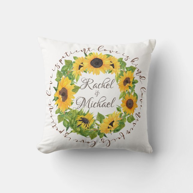 Coussin Tournesols Personnalisés avec Citation d'Amour en  (Recto)
