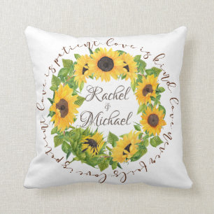 Coussin Tournesols Personnalisés avec Citation d'Amour en 