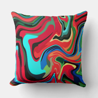 Coussin Tournoyants Abstraits Vibrants avec Rouge, Vert et