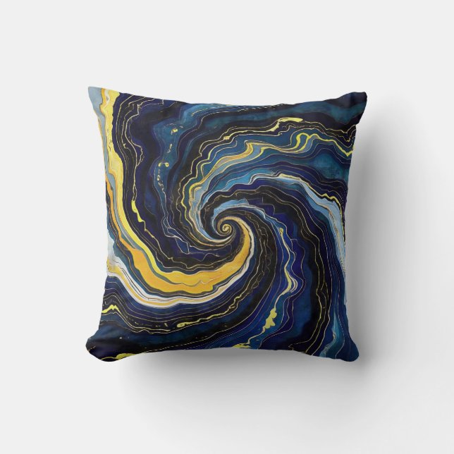 Coussin Tournoyants bleus et dorés 2 (Recto)