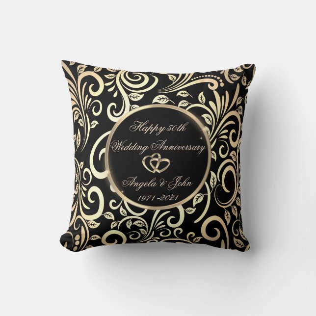 Coussin Tournures dorées, 50e anniversaire de mariage  (Recto)