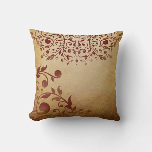 Coussin Tournures Vintage Rouge Élégant (Recto)