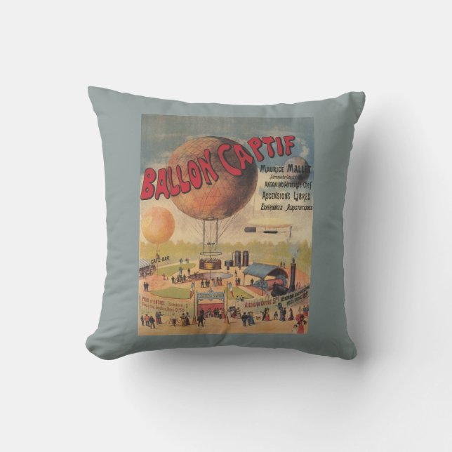 Coussin Tours de ballon captif à une affiche d'exposition (Recto)