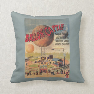 Coussin Tours de ballon captif à une affiche d'exposition