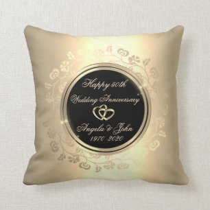Coussin Tours Floraux Dorés 50e Anniversaire de Mariage