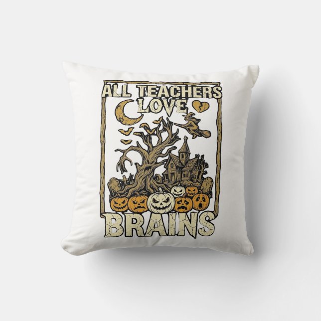 Coussin Tous les enseignants aiment la maison hantée Hallo (Recto)