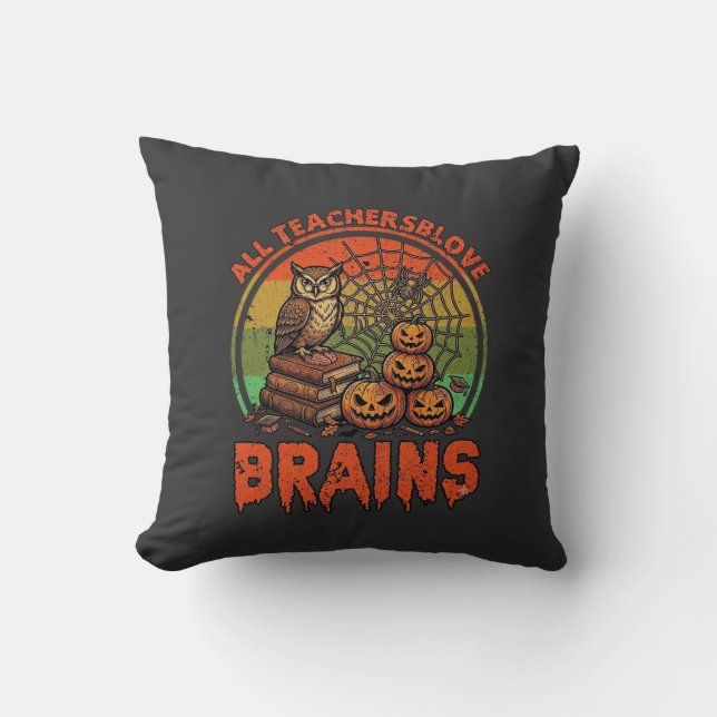 Coussin Tous les enseignants aiment les citrouilles d'Hall (Recto)