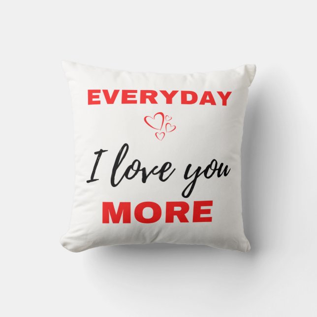 Coussin Tous les jours, je t'aime plus Noir (Recto)