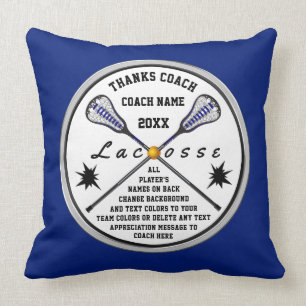 Coussin Tous les noms des joueurs Lacrosse Coach donne vot