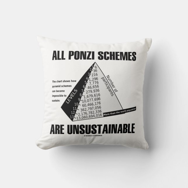 Coussin Tous les systèmes de Ponzi sont intenables (Humour (Recto)