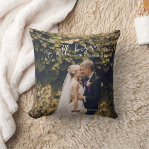 Coussin Tout A Commencé Couple Élégant Mariage Cadeau Mono