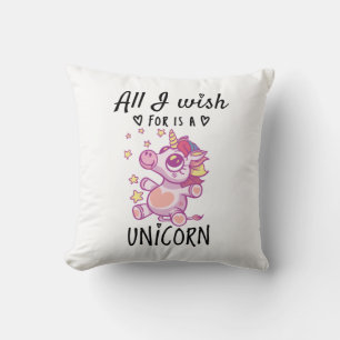 Coussin Tout ce que je souhaite est une licorne