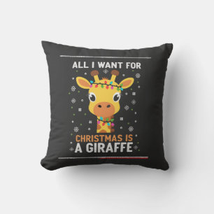 Coussin Tout ce que je veux pour Noël est une girafe anima