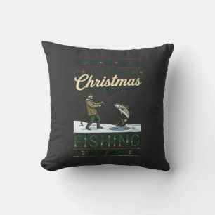 Coussin Tout ce que Noël veut c'est pêcher pêcheur poisson
